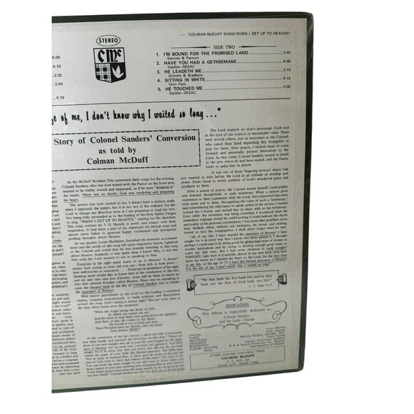 Colman McDuff Sings When I Get To Heaven Colonel Sanders Sealed Vinyl LP- Read - Picture 8 of 11